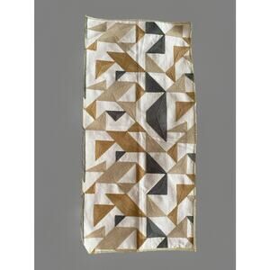 Taupe Gray Brown Geometric Embroidered Cotton Fabric Sample 13"x27" + Coordinate